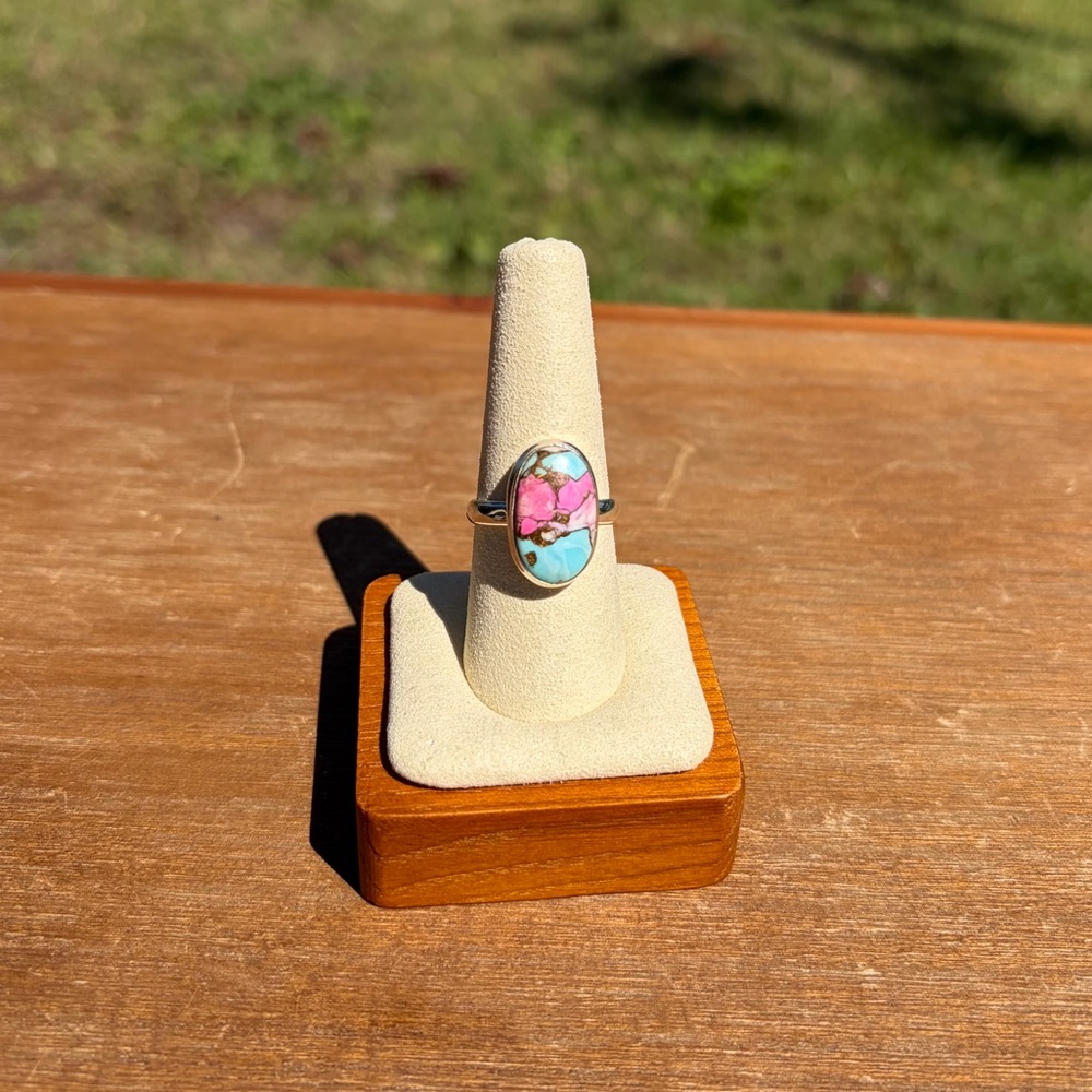 925 Cotton Candy Sterling Silver Oval Ring - Picture 2 of 9